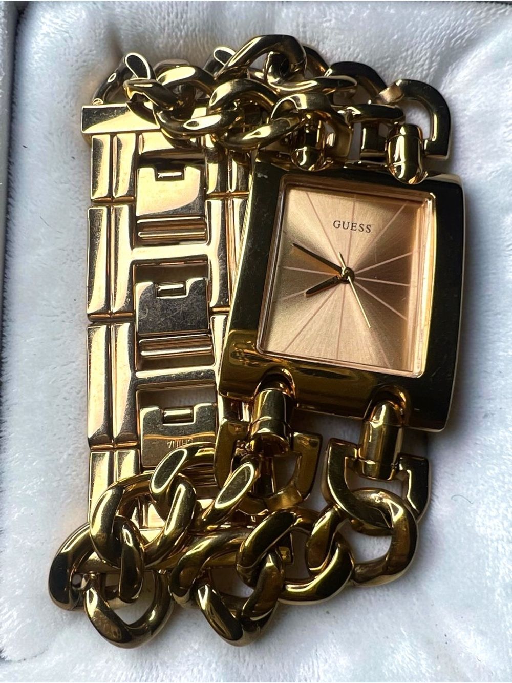 GUESS Gold-Tone Women's Chain Link Bracelet Watch